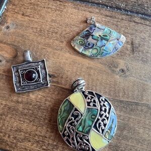 Artistic Silver and Abalone Pendants